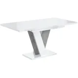 altdecor Esstisch ausziehbar, ideal als Küchentisch, Esszimmertisch - oder Wohnzimmertisch, solide Konstruktion aus Möbelplatte, 120 -160x90x75 c... - Weiß/Silber
