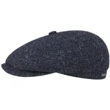 Stetson Hatteras Shetland Wool Flatcap - Schirmmütze Herren - Schiebermütze aus Wolle - Innen mit Baumwolle gefüttert - Herrencap Herbst/Winter dunkelblau 62 cm - 62