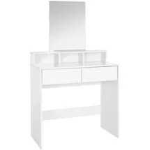 ML-Design Schminktisch mit Rechteckigem Spiegel 2 Schubladen 80x40x140 cm Weiß