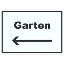 HB-Druck Garten Schild mit Text und Richtungspfeil links Blumen Rasen waagerecht A1 (594x841mm)