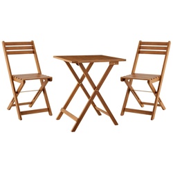Juskys Balkonmöbel Set Bala - Sitzgruppe 3-teilig aus Holz für 2 Personen, klappbar, platzsparend