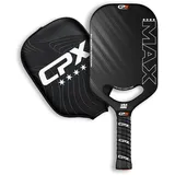 CPX MAX Black Raw Carbon Fiber T700 Pickleball länglicher Paddelschläger, professionelle Qualität, 14 mm Kernstärke, bequemer Tennis-Stil, langlebig, entworfen in Chicago, USA