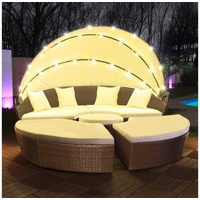 Swing&Harmonie Gartenlounge-Set LED - Sonneninsel Rattan Lounge Polyrattan Sitzgruppe Liege Insel inkl. Abdeckcover