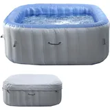 Mendler Whirlpool HWC-N97, Ersatz-Pool 5 Personen, In-/Outdoor aufblasbar PVC laminiert, eckig 180cm, grau-blau