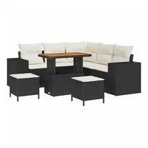 vidaXL Garten-Sofa-Set mit Kissen 8 pcs Schwarz, Creme 90 x 55 x 71 cm
