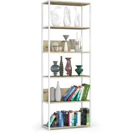Akord Bücherregal 70 x 32 x 192 cm Weiß/Eiche Artisan