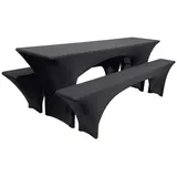 Beautissu Victoria Biertischhusse 50cm Stretch Schwarz 3tlg.