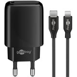 goobay Lightning/USB-CTM PD-Ladeset (20 W) / USB-C 20W USB Ladegerät Schwarz