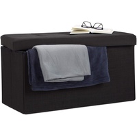 Relaxdays Faltbare Sitzbank XL, mit Stauraum, Sitzcube, Fußablage, Sitzwürfel als Aufbewahrungsbox, 38x76x38cm, schwarz