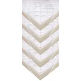 ZOLLNER 5er Set Topper Matratzenschoner 180x200 cm (weitere verfügbar), Gummizug, Weiß