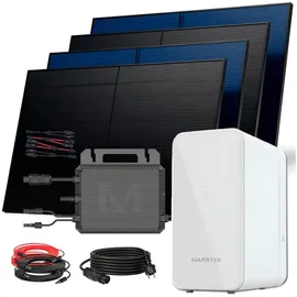 sunniva Balkonkraftwerk Full Black Bifazial 2000 W inkl. 2,24 kWh Speicher + 4 x 500 W Solarmodule