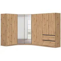 Rauch Schrank-Set RAUCH "Kleiderschrank Schrank Garderobe Wäscheschrank COSTA mit Spiegel", braun (eiche artisan), B:208cm H:197cm T:298cm, Holzwerkstoff, Kastenmöbel-Sets, viel Platz, grifflose Front und Push-to-Open Funktion MADE IN GERMANY