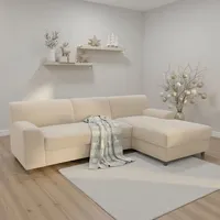 DOMO collection Ecksofa DOMO COLLECTION "Turah 2, Cord oder Luxus-Microfaser, mit Federkern, mit Bettfunktion", beige (natur), B:241cm H:79cm T:146cm, 100% Polyester, Sofas, Ecksofa, B/T: 241/146 cm, inkl. Zierkissen, Schlafsofa, Unser Dauertiefpreis, Topseller