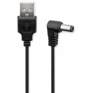 goobay 55158 DC Stromkabel, Netzkabel, Anschlusskabel – USB-Stecker auf DC-Hohlstecker, 5.5x2.1mm, 5V, schwarz, 1m