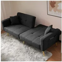STILVORA Schlafsofa Zweisitzer Schlafsofa verstellbarem Winkel Ecksofa mit Bettfunktion, Bettsofa,Klappsofa,Gästebett, verstellbarem Winkel grau