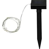 Star Trading Solar Lichterkette Drahtlichterkette Draht silber 50 LEDs warmweiß 4,9m - Silber/Transparent
