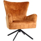 Mendler Lounge-Sessel HWC-L63, Cocktailsessel Polstersessel Relaxsessel, drehbar, vintage Samt Metall ~ gold-braun