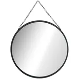 Homcom Wandspiegel Schminkspiegel Ø 50 cm Rundspiegel Wohnzimmerspiegel mit dekorativer Aufhängung für Schlafzimmer, Esszimmer, Diele Schwarz Metall Glas