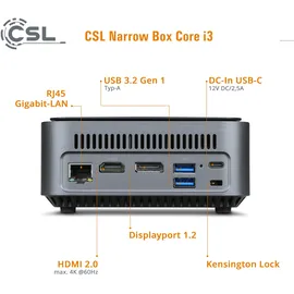 CSL Mini-PC Narrow Box Intel Core i3 Windows 11 schwarz