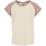 URBAN CLASSICS Girls Contrast Raglan Tee in Rosa, Größe 146/152