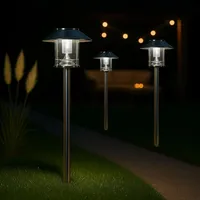 Melitec LED-Solar-Gartenlampe 3er-Set, Outdoor-Solarleuchte, Außenbeleuchtung, Solar-Wegebeleuchtung, bis zu 8