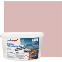 Preismaxx Silikonharz Fassadenfarbe, Pupuritrosa Rosa 10 Liter, hochwertige, matte, wasserabweisende Aussen-Dispersion, sehr guter Regenschutz - Abperleffekt