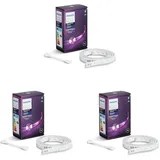 Philips Hue White & Color Ambiance Lightstrip Plus Erweiterung (1 m), dimmbarer LED Streifen für das Hue Lichtsystem mit 16 Mio. Farben, smarte Lichtsteuerung über Sprache oder App (Packung mit 3)