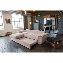 KAWOLA Ecksofa DAMETO Pink Cord mit Schlaffunktion