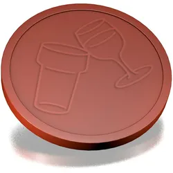 CombiCraft Kunststoff Wertmarken in Braun 29mm Durchmesser mit Bier- und Weinglas Relief - 250 Stück Verpackung