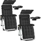 Tectake Sonnenliege 2er Set 200 x 65 x 30 cm Schwarz