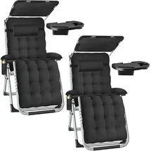 Tectake Sonnenliege 2er Set 200 x 65 x 30 cm Schwarz