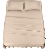 Utopia Bedding 4 Teilige Bettlaken Set 180x200 cm, Beige - Polyester Microfaser, 1 Spannbettlaken 180x200 cm, 1 Bettlaken 270x290 cm und 2 Kissenbezüge 50x75 cm