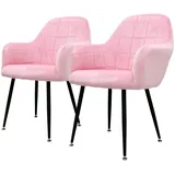 ECD Germany 2er Esszimmerstühle Wohnzimmerstühle Samt Sessel Küchenstuhl Rosa