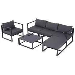 Outsunny Gartenmöbelset, 5 Sitzplätze, Aluminium - grau