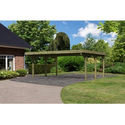KARIBU Doppelcarport »Classic 1 Variante A«, Außenmaß BxT: 563 x 394,5 cm, natur - gruen
