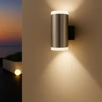 Melitec LED-Wandleuchte, Up- and Down-Light rund, matt gebürstet, aus
