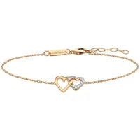 Julie Julsen Armband 2 Herzen Zirkonia vergoldet 925er Silber gelb 19 cm