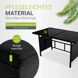 Juskys Manacor Lounge-Set schwarz/grau inkl. Abdeckung