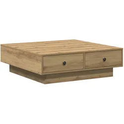 vidaXL Couchtisch Eiche Furnier, MDF 90 x 90 x 28 cm Aufbewahrung