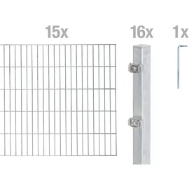 GAH Alberts Doppelstabmattenzaun 3000 x 120 cm Silber/Metall