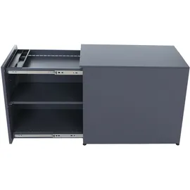 Mendler Aktenschrank HWC-Q27, Büroschrank Stahlschrank, Stützrad Staufächer, Metall 74x43x80cm ~ dunkelgrau