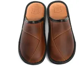 Rimo-Genuine Touch Herren Leder Hausschuhe – Pantoffeln mit Rutschfester Sohle, Bequem und Robust, Handgefertigt, Größen 41-47 (Braun, EU Schuhgrößensystem, Erwachsene, Herren, Numerisch, M, 47) - 47 EU