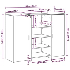 vidaXL Empfangstheke Räuchereiche 135x50x103,5 cm Holzwerkstoff