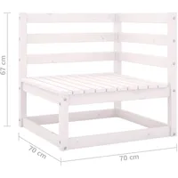 vidaXL Garten-Ecksofas 2 Stk. Weiß Kiefer Massivholz