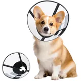 Schutzhalsband für Hunde, Halskrause Hund Weich, Schwarz Hundekragen Leckschutz S, Schutzkragen Hund mit Klettverschluss, Verstellbar und Faltbar, Halskragen nach OP, Genesung