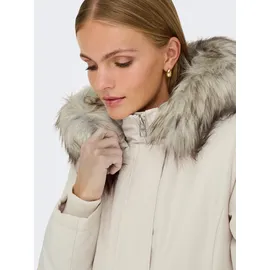 Only Parka "ONLNEWKATY PARKA LIFE OTW CC", Damen, Gr. S, beige (moonbeam detail:nature fur), Web, Obermaterial: 100% Polyester, unifarben, regular fit, Jacken Parka, Kunstfaser