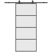 vidaXL Schiebetür mit Beschlag Schwarz 90x205 cm ESG-Glas