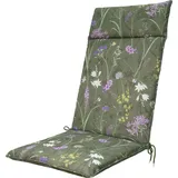 Natura Punto, Sitzkissen, Hochlehner-Auflage, Gartenstuhlkissen wasserabweisend, Blumenmuster grün, 120 x 50 cm (120 x 50 cm)