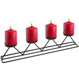 Advents Kerzenhalter aus Metall in schwarz - 60 cm - Kerzenständer für 4 Stumpenkerzen - Weihnachten Tischdeko Adventskranz Adventsleuchter