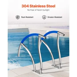 Vevor Pool Haltegriff Edelstahl 76,2x 76,2cm Schwimmbad-Handlauf mit 50cm Nylon-Bezug Griffbogen 170kg Tragfähigkeit Einstiegshilfe Kurven-Design Geeignet für Schwimmbäder Spas Wasserparks usw.